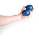 holding 2 blue balls