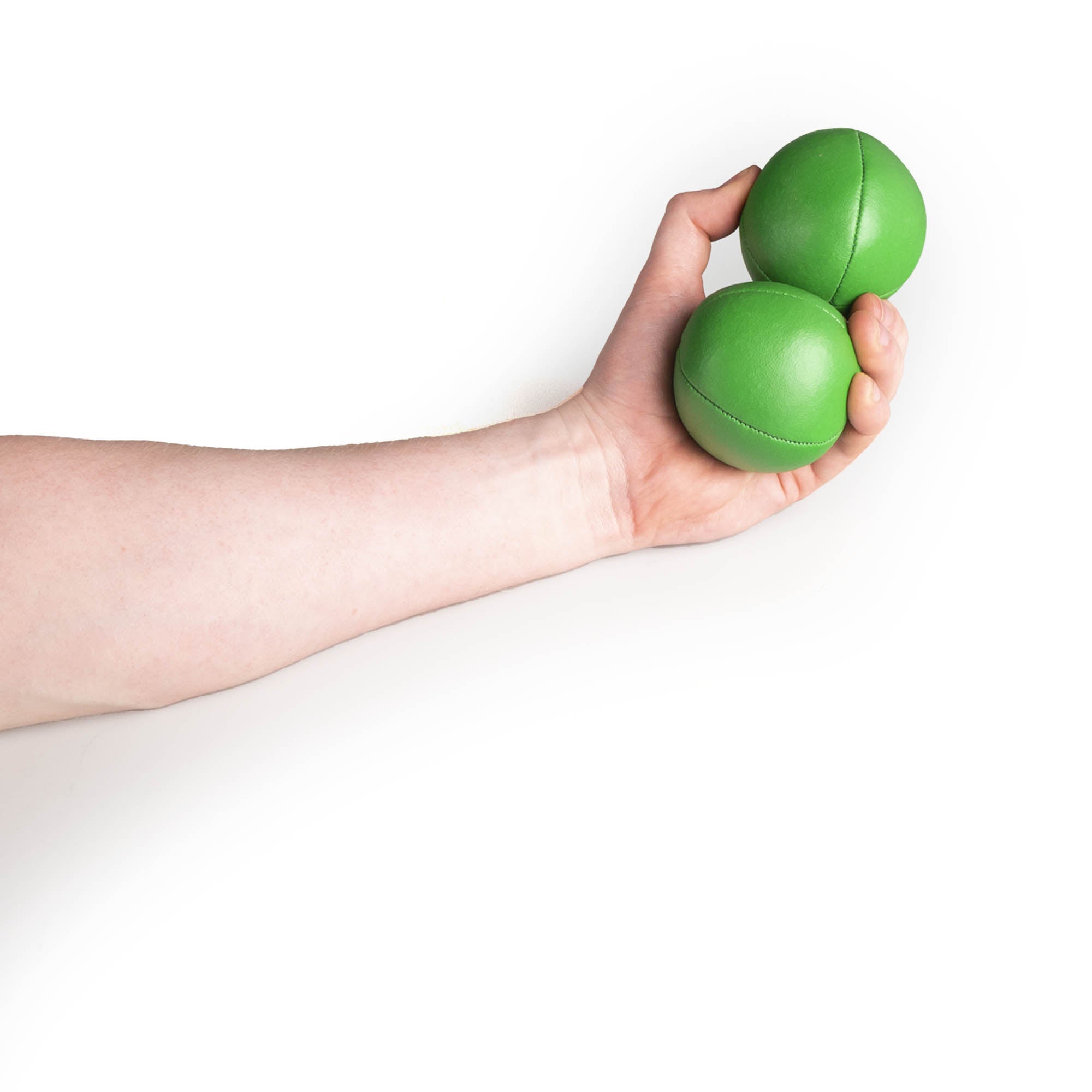 holding 2 green balls