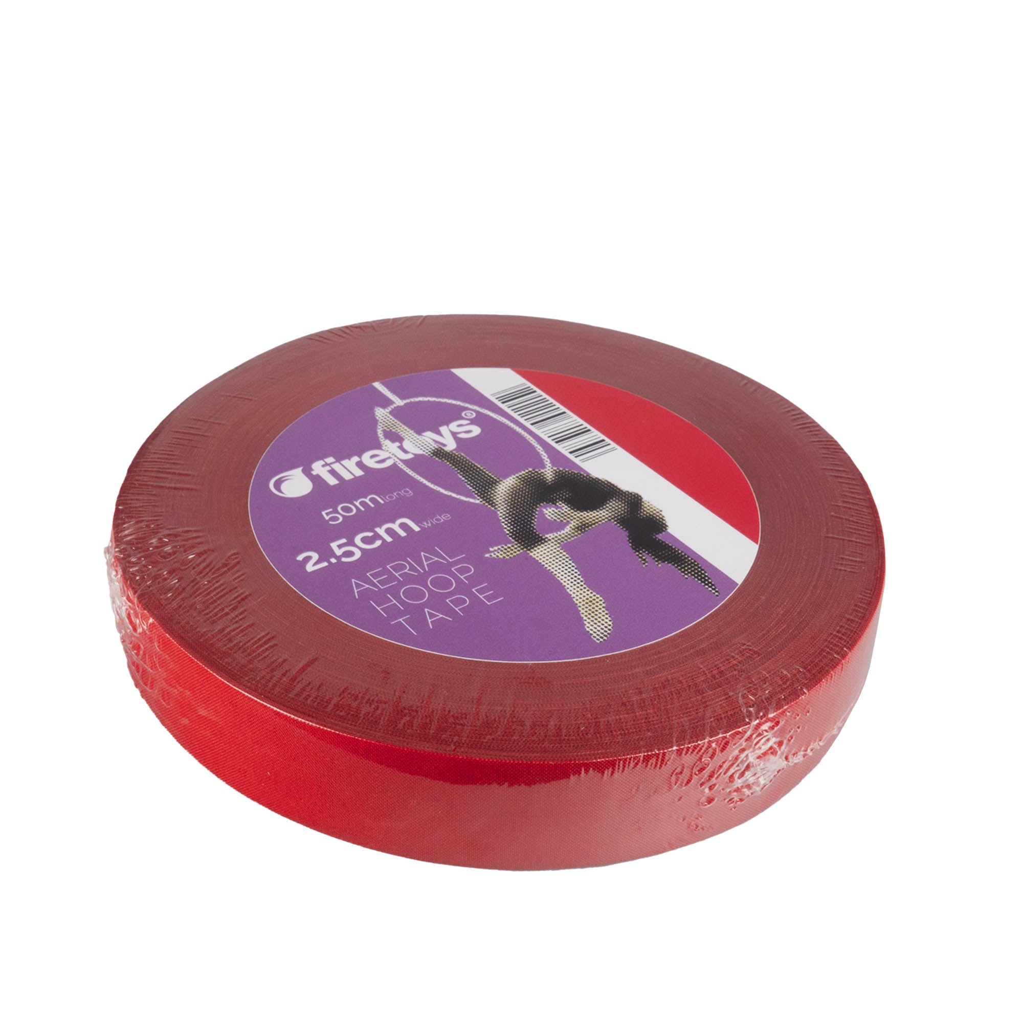 packaged roll of red 2.5cm wide tape