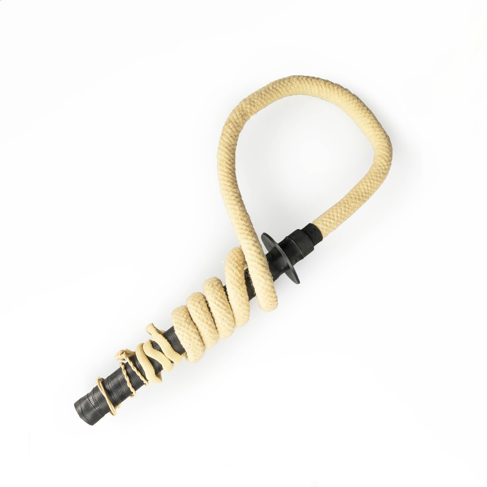 Gora fire whip with whip wound round the handle