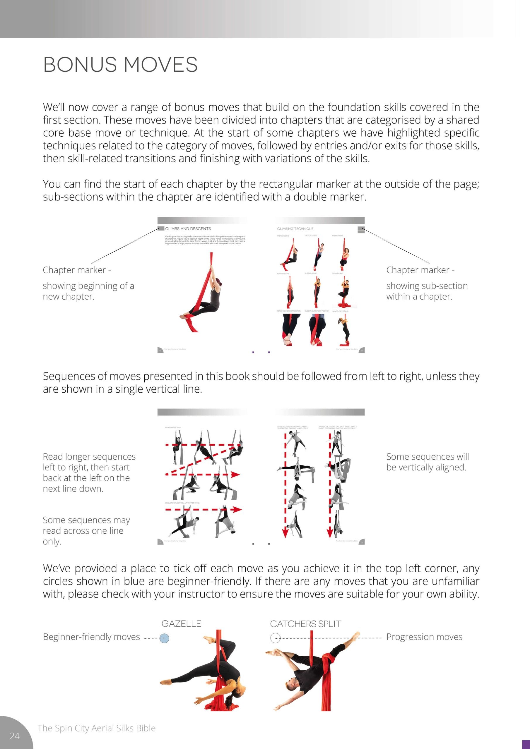 Silks Bible example page describing how they present bonus moves