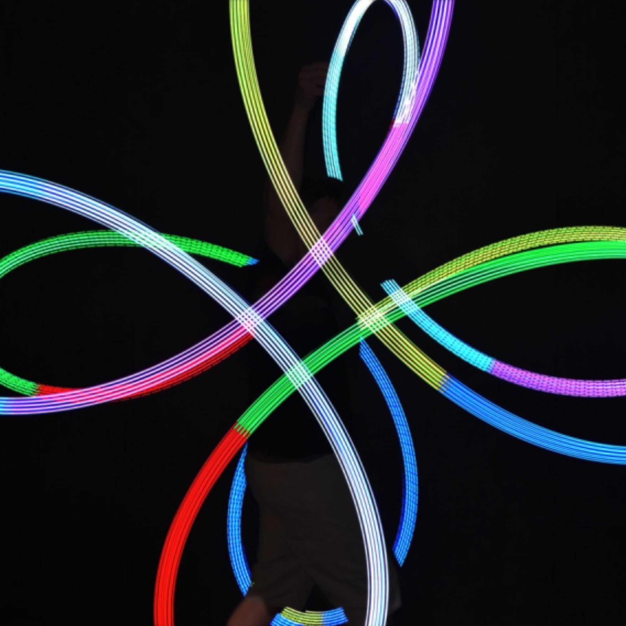 Glow poi spinning with light trails